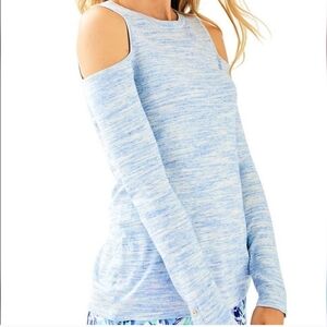 Lilly Pulitzer Lyon Cold Shoulder Knit Sweater Size Medium Light Blue